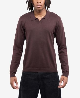 X RAY Men's Long Sleeve Sweater Johnny Collar Polo