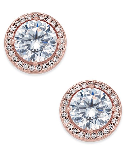 Eliot Danori Rose GoldTone Crystal and Pavé Round Stud Earrings
