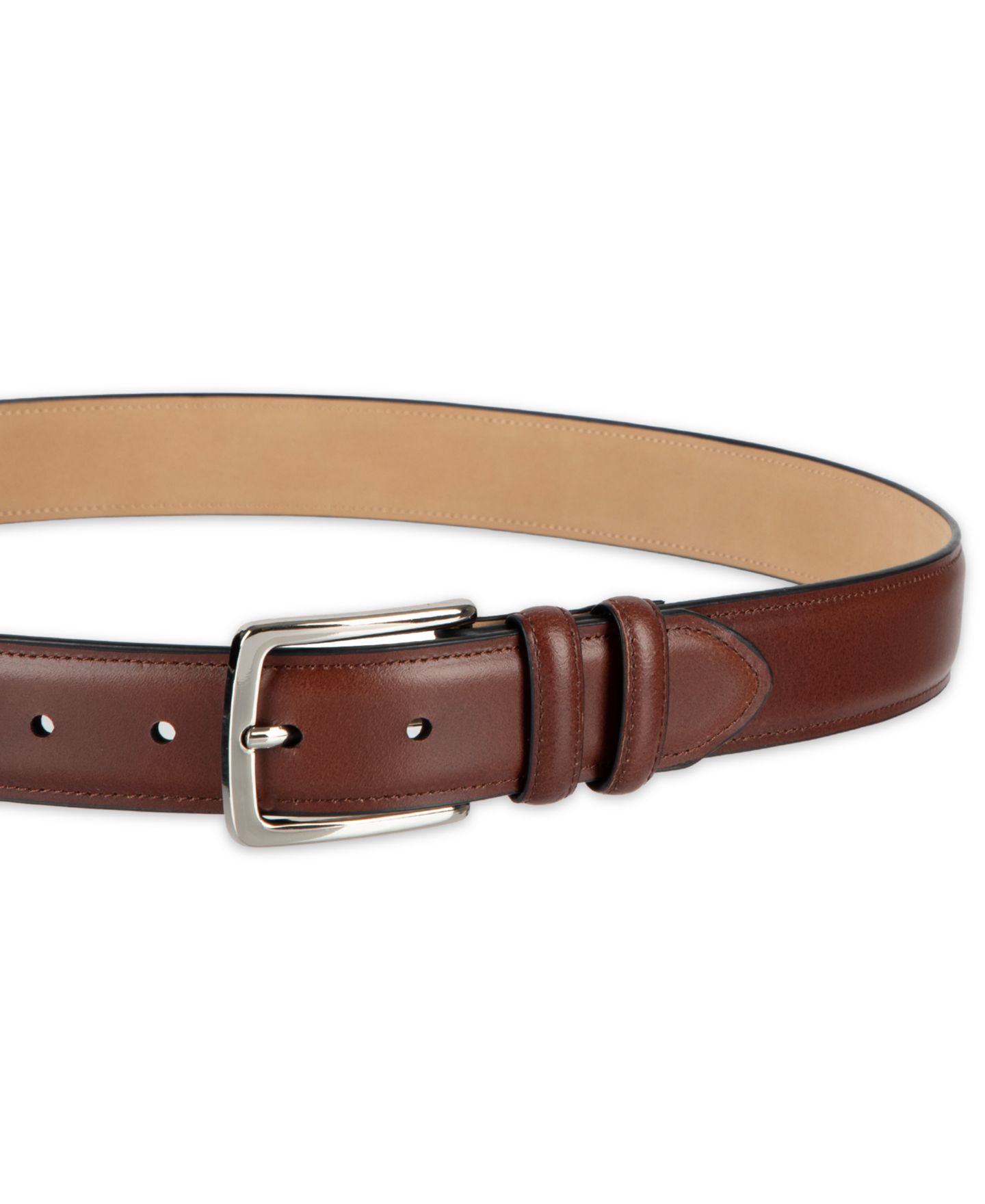 Мужской ремень Club Room Luxury Drop Edge Stitched Leather Belt, цвет: Коричневый — фото 5