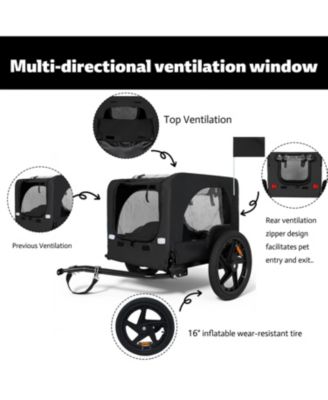 Black+Orange Outdoor Heavy Duty Collapsible Kitten Bike Trailer