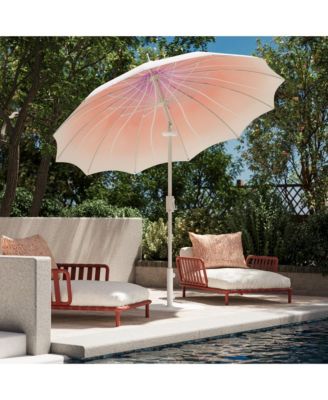 9 ft. Metal Outdoor Pagoda Market Patio Umbrella with Lights