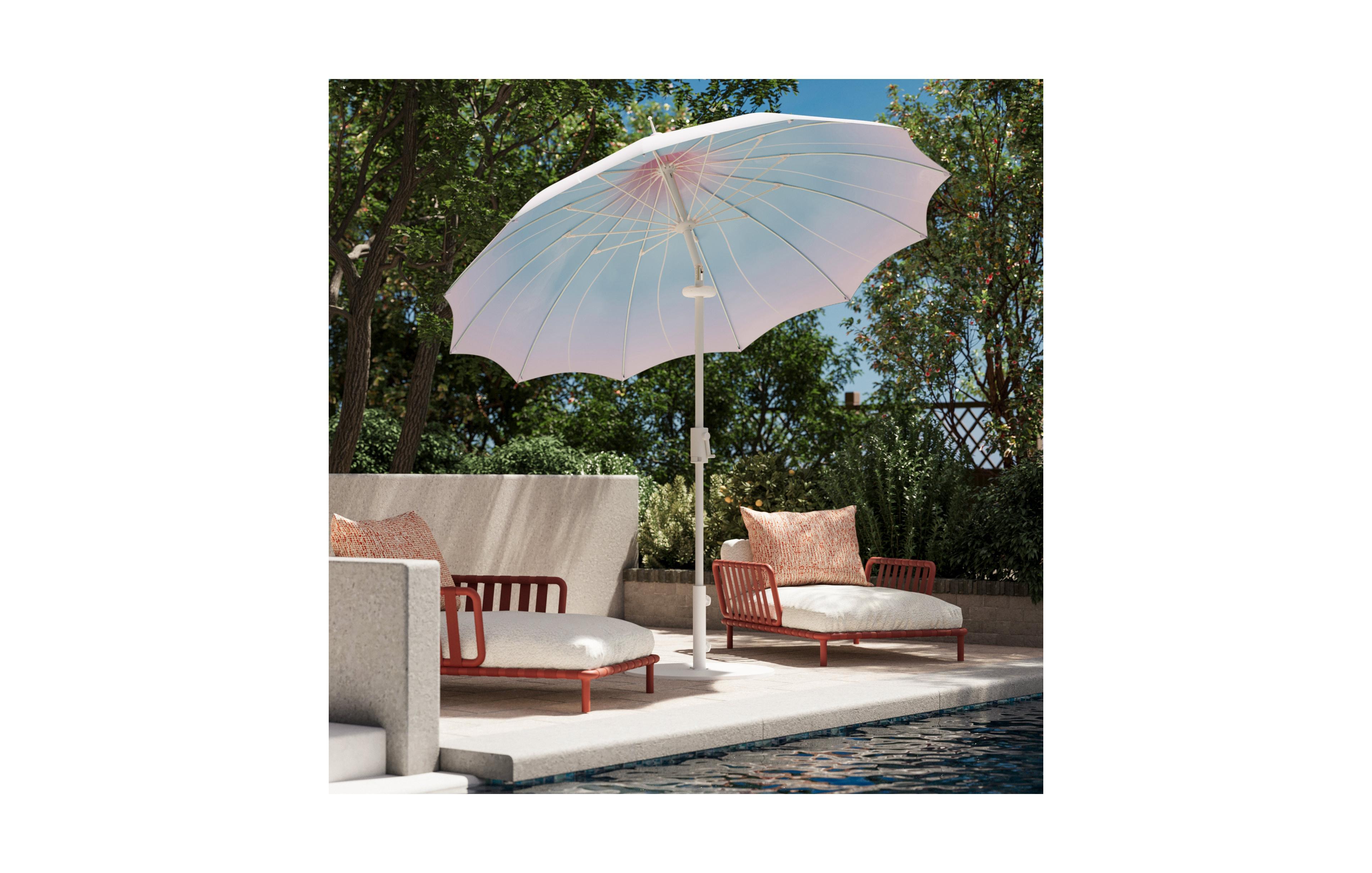 Decksplore 9 ft. Metal Outdoor Pagoda Market Patio Umbrella with Lights