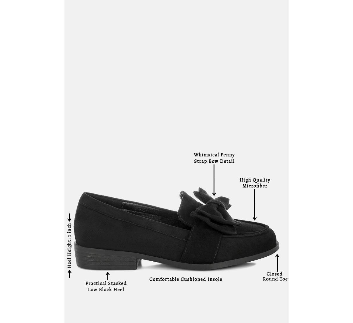 London Rag Womens Havisham Bow Accent Heeled Loafers