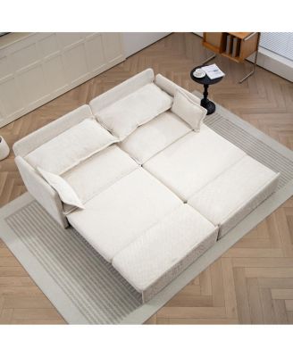 3-in-1 Corduroy Sofa Bed with Storage & Charging
