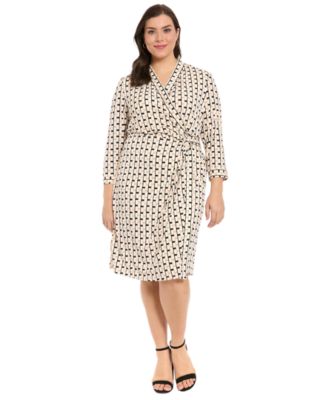Plus Size Printed Side Knot Detail Dress