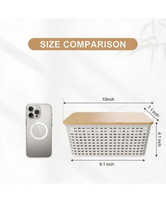 6-Piece Stackable Bamboo Lid Storage Bins for Small Space Organization