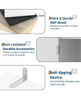  Tall 5-Shelf Wooden Bookcase with Doors, 31.5" Wide Farmhouse Book Shelf, Adjustable Top Shelf