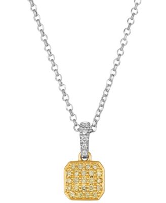 Sunny Yellow Diamond (1/5 ct. t.w.) & Vanilla Diamond (1/25 ct. t.w.) Pendant Necklace in 14k Two-Tone Gold