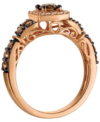 Chocolate Diamond (0.78 ct. t.w.) & Vanilla Diamond (0.11 ct. t.w.) Ring in 14k Strawberry Gold