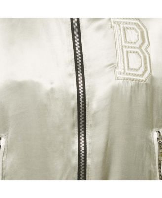 Women's Grey Satin Bomber Jacket