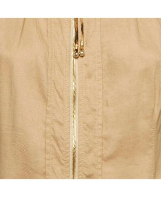 Women's Beige Linen Blend Zip-Up Jacket