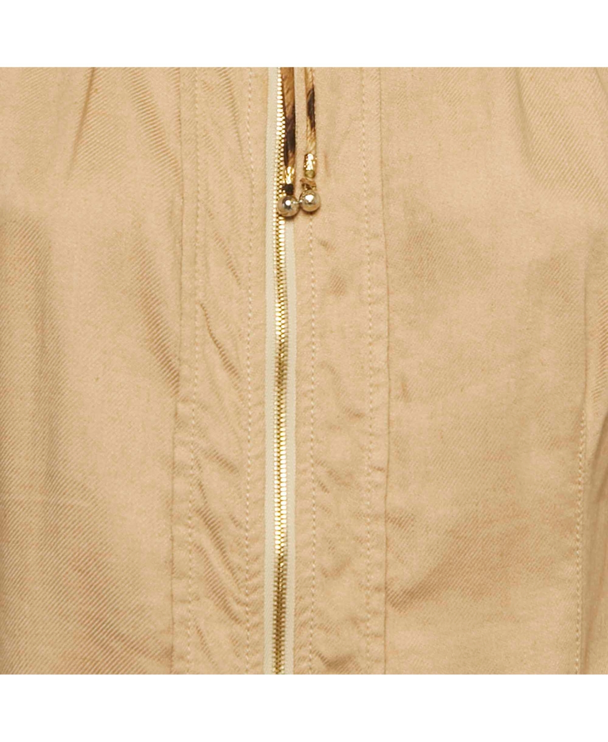 Pre-Owned Roberto Cavalli Women's Beige Linen Blend Zip-Up Jacket