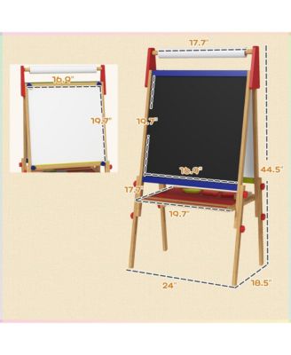 Kids 3 in 1 Art Easel with Whiteboard Chalkboard Paper Roll Adjustable Height for Ages 3 to 8
