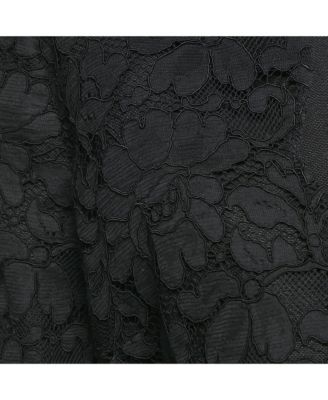 Women's Black Corded Lace Open Front Cropped Jacket