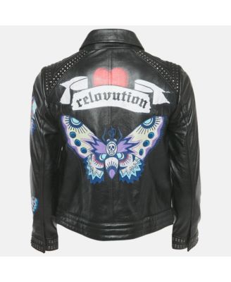 Women's Black Leather Kawai Biker Jacket