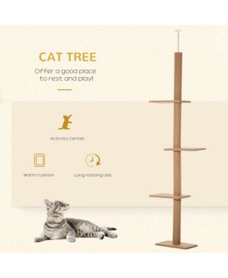 Brown Floor-to-Ceiling Cat Tree with Sisal Scratching Posts