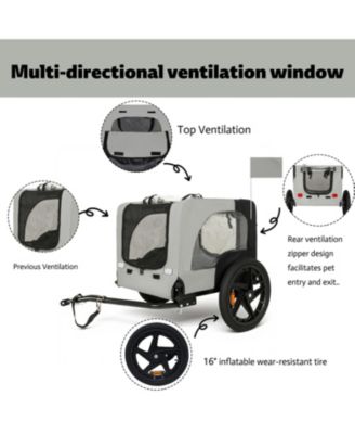 Zeus & Ruta Black+Dark Gray Outdoor Heavy Duty Collapsible Kitten Bike Trailer