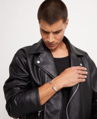 Metal Alloy Bracelet Plated in Sterling Silver with Smooth Square Ends