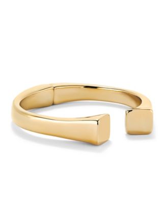 Metal Alloy Bracelet Plated in 18K Gold with Smooth Finish and Square Ends