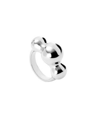 Silver-Plated Ring with Three Central Balls