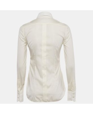 Women's Cream Cotton Long Sleeve Shirt
