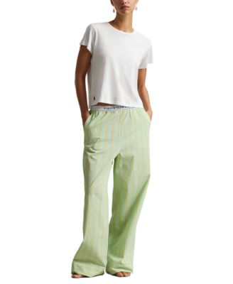 Women's Logo Elastic Mid Rise Striped Sleep Pants