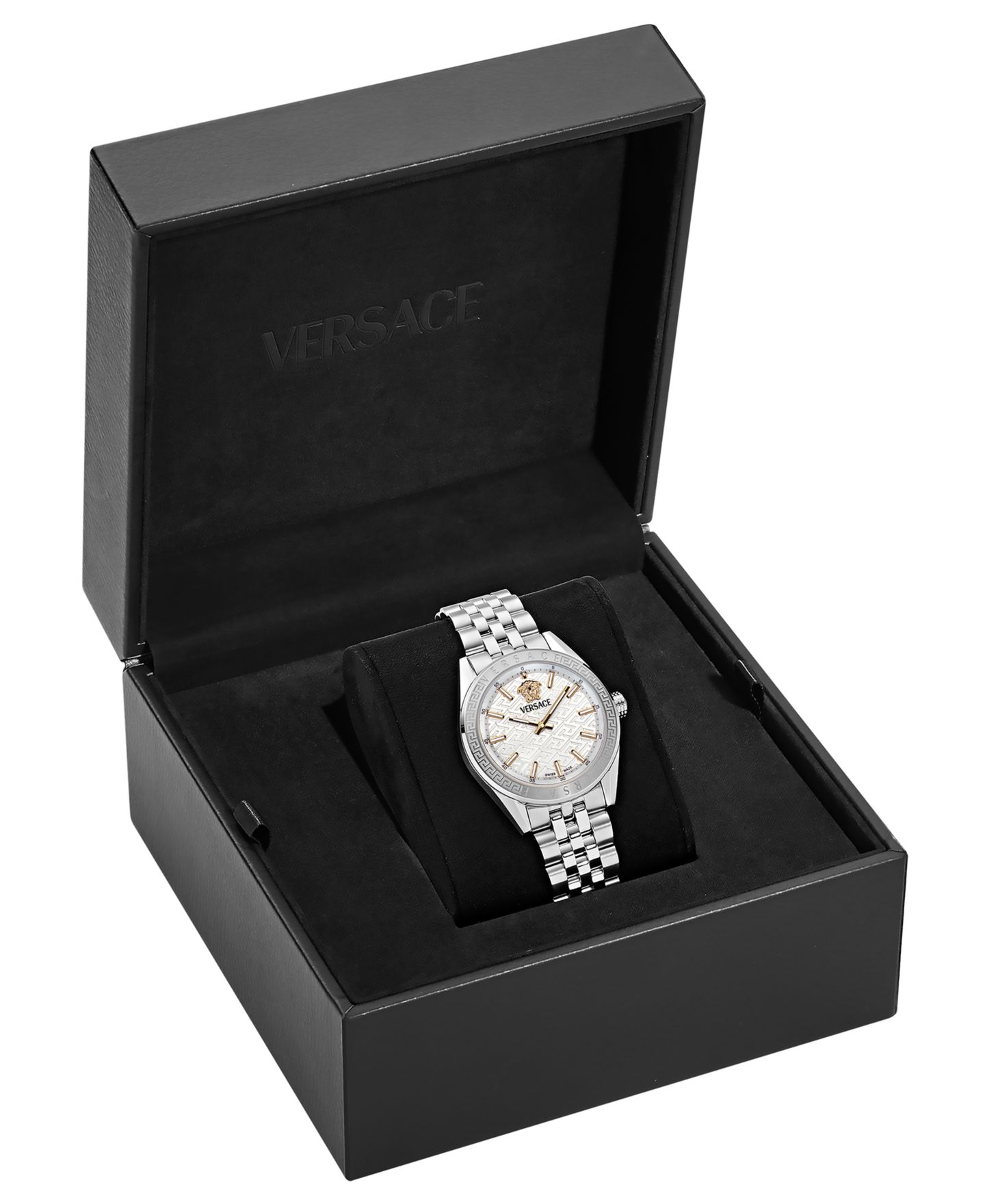 Женские часы Versace V-Code Silver Stainless Steel Bracelet Watch, 36mm — фото 4