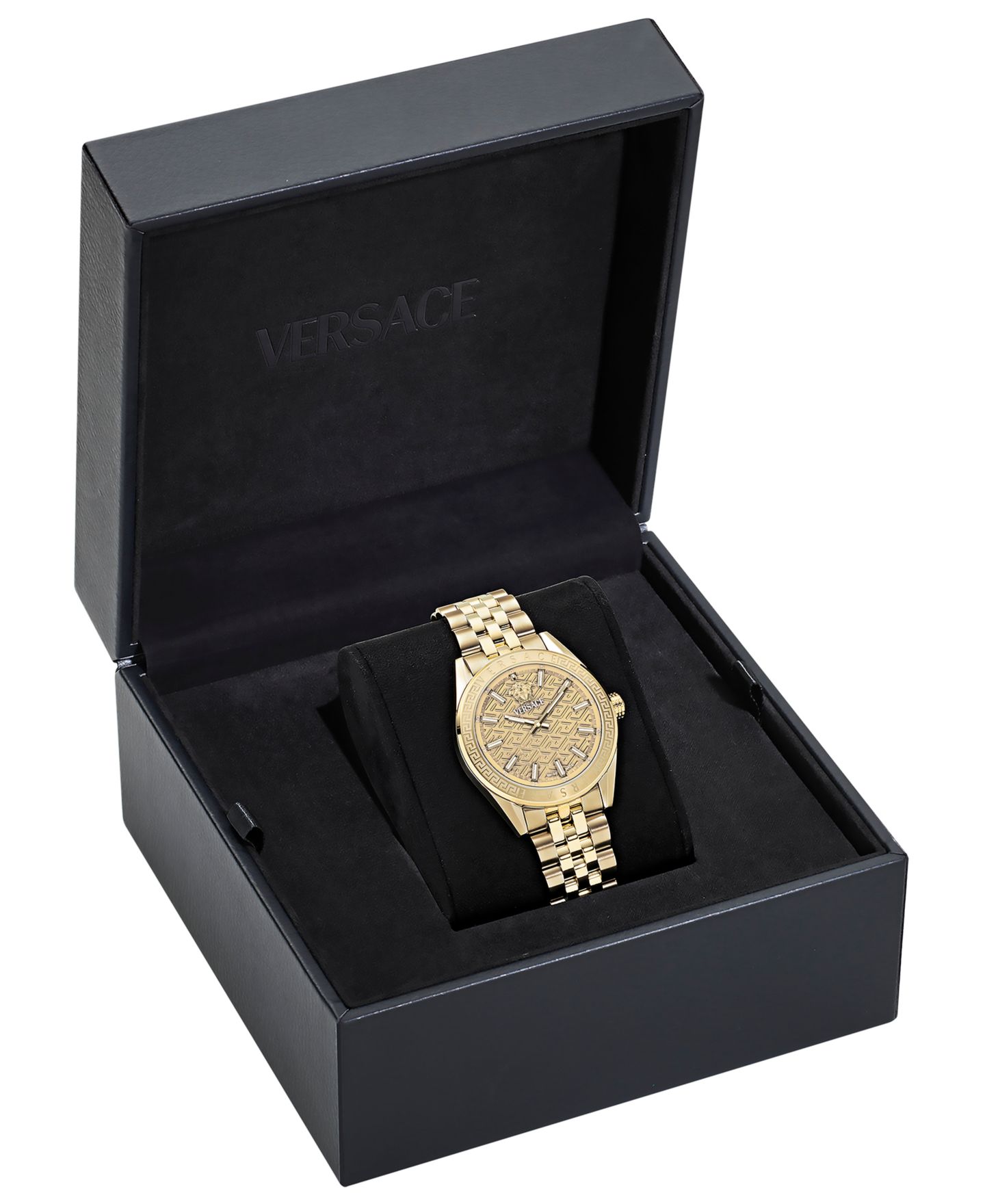 Женские часы Versace V-Code Gold Stainless Steel Bracelet Watch, 36mm — фото 4