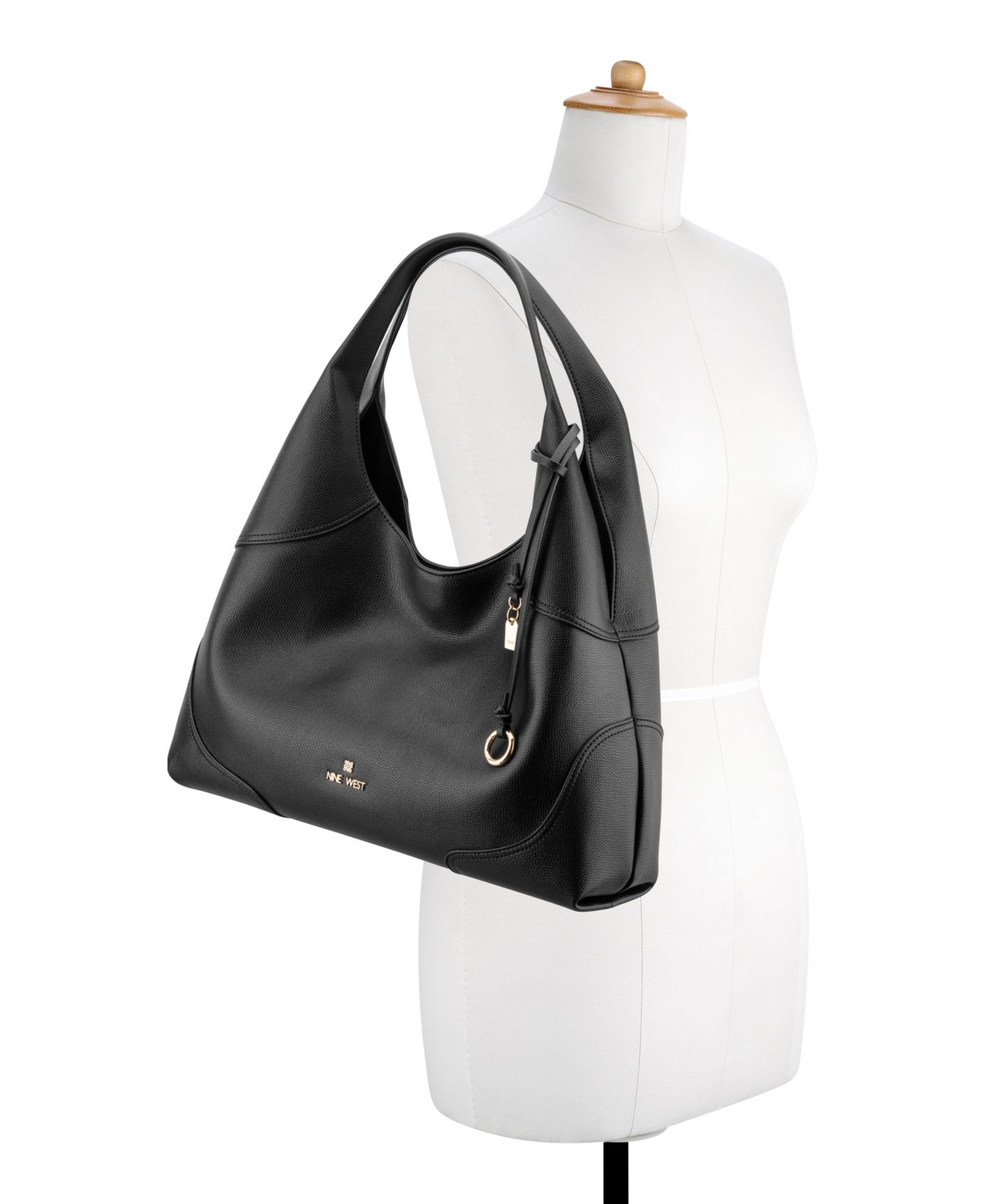 Женская сумка Nine West Allie Triple Compartment Extra Large Shoulder, цвет: Чёрный — фото 5