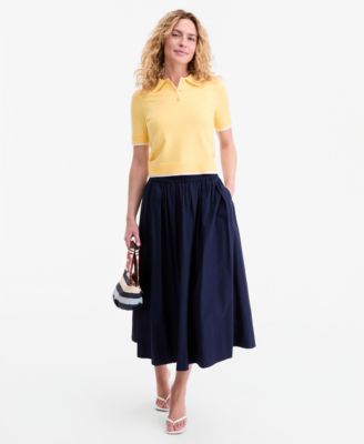 Women's Short-Sleeve Tipped Polo Sweater