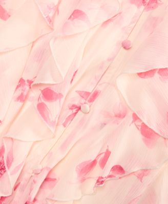 Petite V-Neck Ruffled Blouse