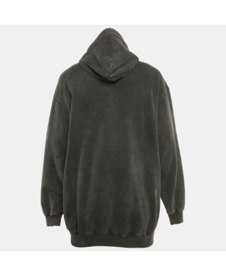 Men's Faded Black Logo Print Cotton Oversize Hoodie