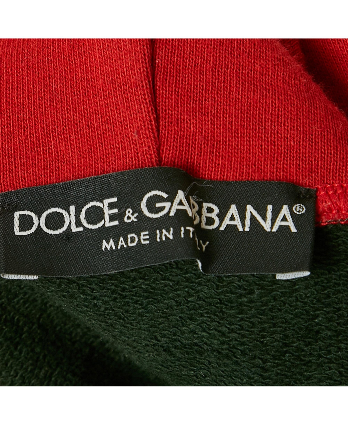 Pre-Owned Dolce & Gabbana Men's Green Printed Cotton Distressed Hoodie