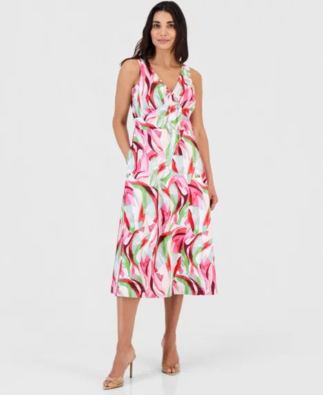 Petite Printed Sleeveless Maxi Dress - Casey Abstract