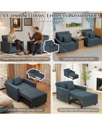 36" Sleeper Chair, Convertible Chair Bed for Adults, 3-in-1 Pull Out Sofa Chair