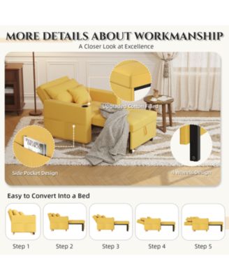 36" Sleeper Chair, Convertible Chair Bed for Adults, 3-in-1 Pull Out Sofa Chair