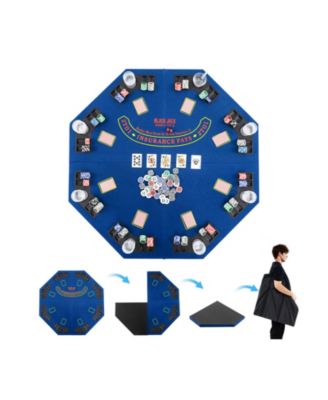 Foldable 8 Player Poker Table Top with Cup Holders and Chip Trays