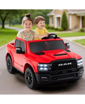 Two Seater Ride On Truck for Kids with Remote Control Storage Bed and Safety Belts