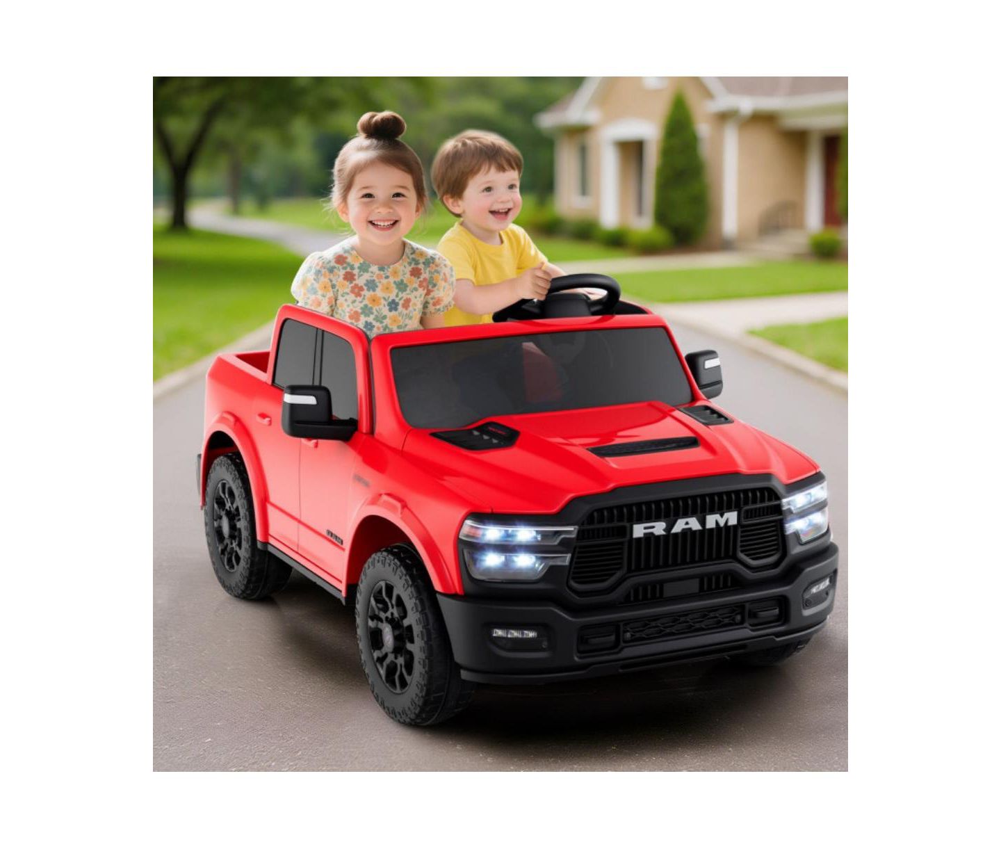 Детская игрушка HONGGE Two-Seater Ride-On Truck with Remote Control & Dual Motors, 2-Seater, Ages 3+, цвет: Красный — фото 2