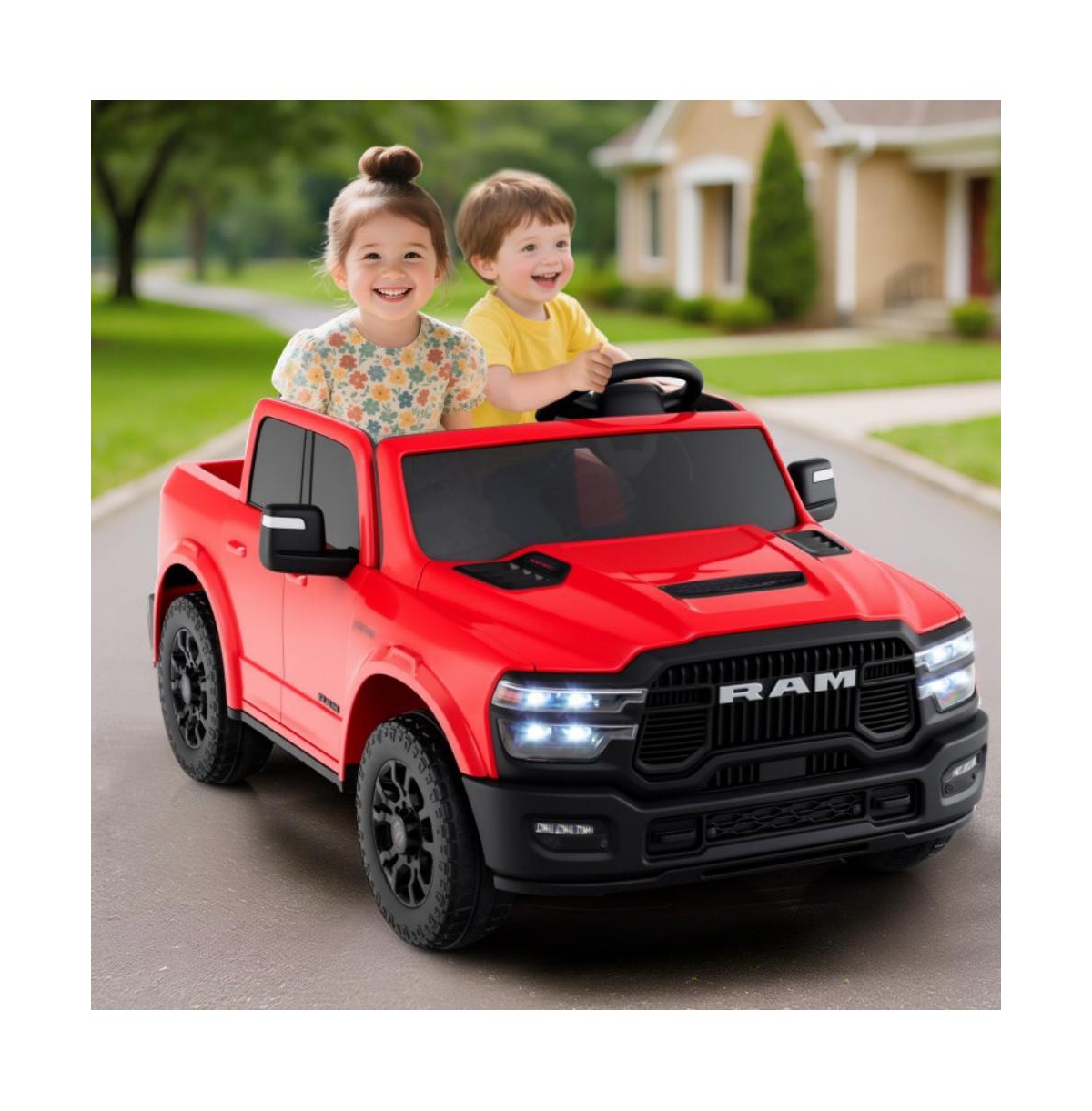 Hongge Two Seater Ride On Truck for Kids with Remote Control Storage Bed and Safety Belts