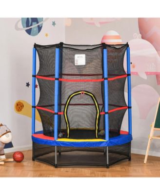 Kids Indoor Trampoline with Enclosure Springless Bungee Design for Ages Three to Six