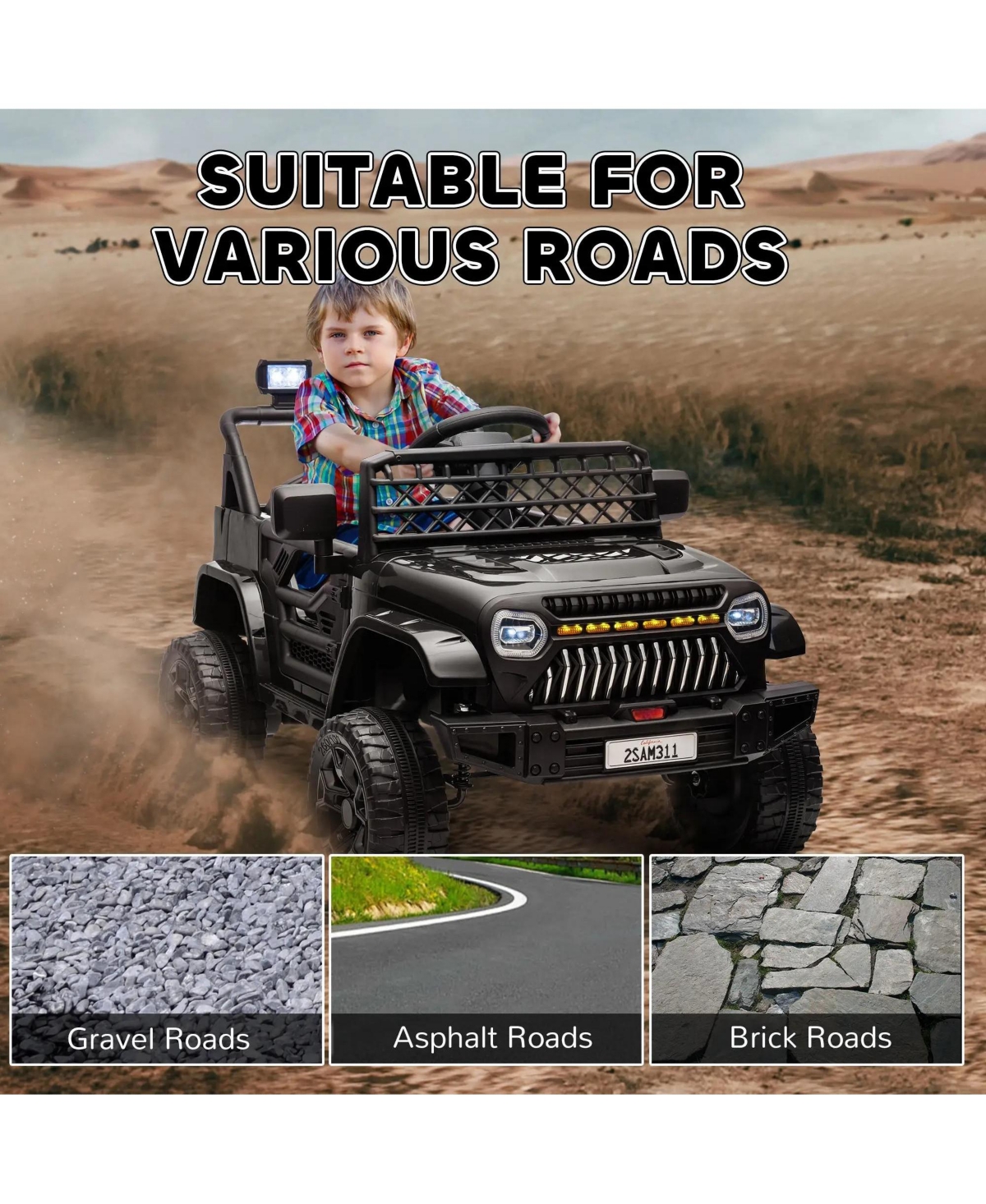 Hongge Kids 12V Electric Ride On Car with Parent Remote Slow Start Suspension for Ages 3 to 6