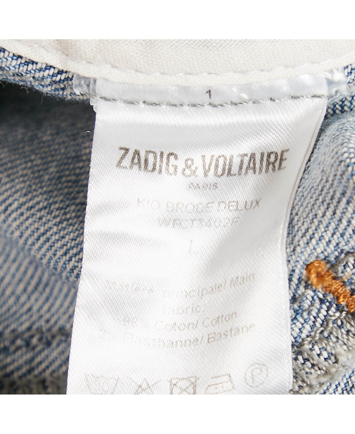 Pre-Owned Zadig & Voltaire Women's Blue Embroidered Denim Sleeveless Kio Brode Jacket