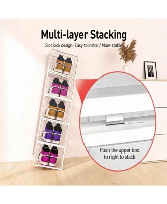 XX-Large Clear Stackable Shoe Storage Bins, Multi-Purpose, Durable ABS