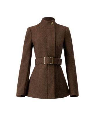 Women's Belted High Neck Coat