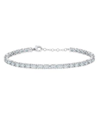 Traditional Natural Oval Topaz Garnet Strand Tennis Bracelet .925 Sterling Silver-7.5 Inch