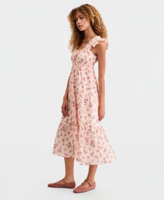 Juniors' Cotton Smocked-Waist Midi Dress 
