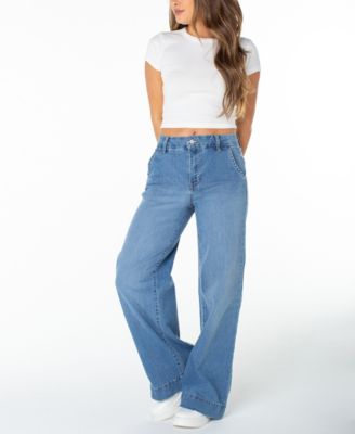 Juniors' High-Rise Wide-Leg Trouser Jeans