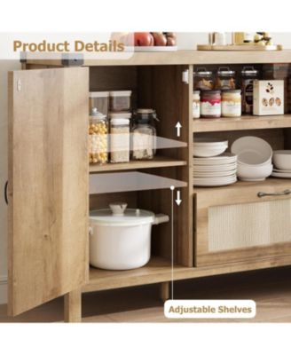 59.1" Buffet Sideboard Cabinet with Storage, Farmhouse Wood Coffee Bar Cabinet with Doors and Drawers