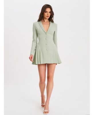 Women's Delia Pistachio Green Blazer Dress with Pleated Detail